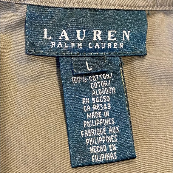 LAUREN RALPH LAUREN Women’s Army Green Double Pocket Safari Snap-Front, L - Picture 3 of 10
